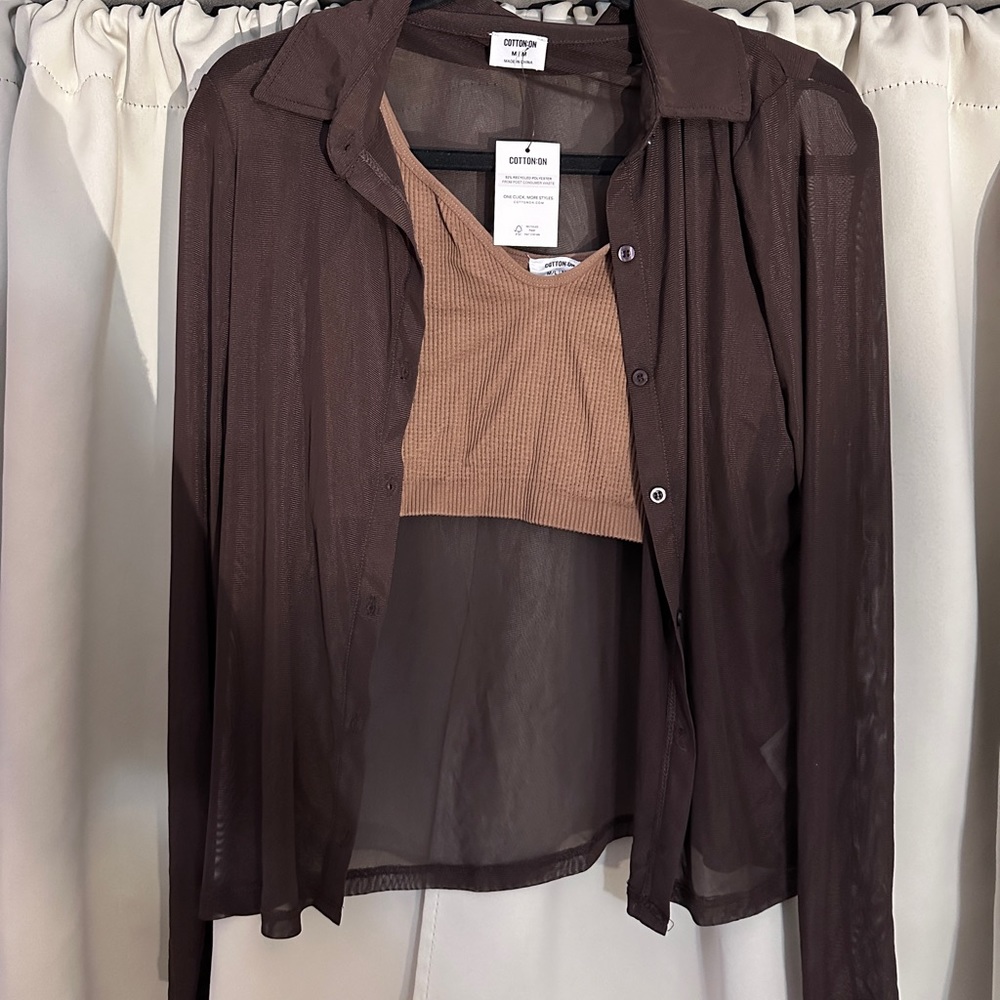 -COTTON ON- Long Sleeve Mesh Shirt + Tank top